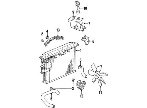 1996 Jeep Grand Cherokee Radiator & Components, Cooling Fan Engine Cooling Radiator Diagram for 5191930AA