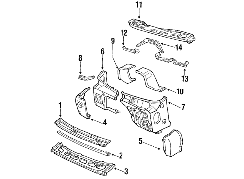 1991 GMC P3500 Cowl Panel Asm-Dash & Toe-LH Diagram for 15612515