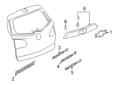 2015 Chevrolet Traverse Exterior Trim - Lift Gate Applique Diagram for 23267413