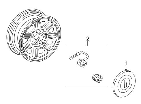 2002 Lincoln Blackwood Wheel Covers & Trim Wheel Cap Diagram for YL3Z-1A043-AA