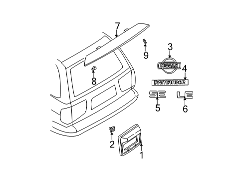 Diagram for 2000 Nissan Pathfinder Exterior Trim - Lift Gate 