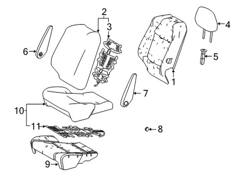 2021 Toyota Sienna Second Row Seats Seat Cushion Pad Diagram for 71611-08030