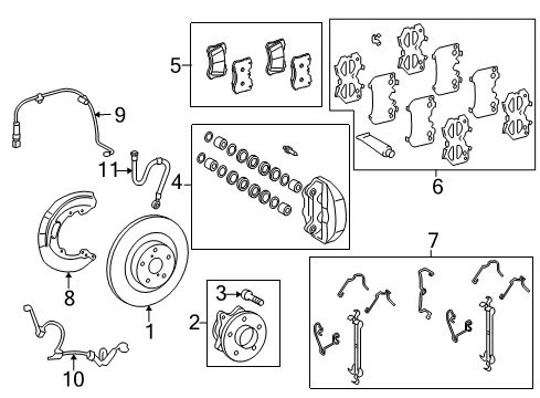 2008 Lexus LS460 Brake Components Wire, Skid Control Sensor Diagram for 89516-50040