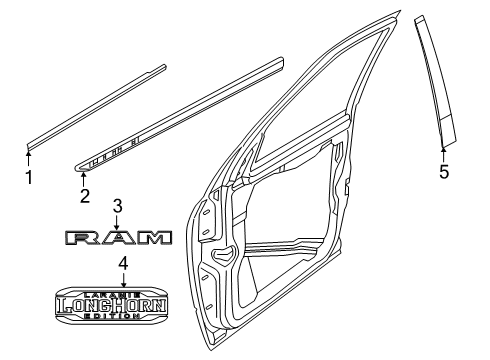 2019 Ram 3500 Exterior Trim - Front Door Front Door Diagram for 6QE29SZ0AC
