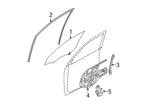 2009 Hyundai Tucson Front Door Run-Front Door Window Glass LH Diagram for 82530-2E000