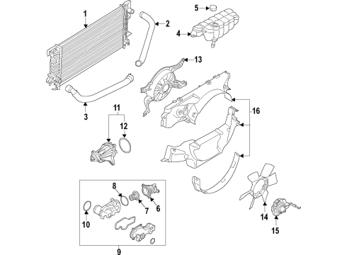 2020 Ford F-150 Cooling System, Radiator, Water Pump, Cooling Fan Fan Shroud Diagram for JL3Z-8146-A