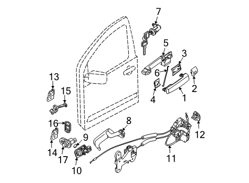 2009 Nissan Titan Front Door Knob-Door Lock, LH Diagram for 80596-7S000