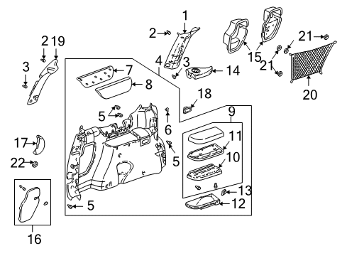 1997 Pontiac Trans Sport Interior Trim - Side Panel HOLDER, Rear Quarter Trim Diagram for 10289905