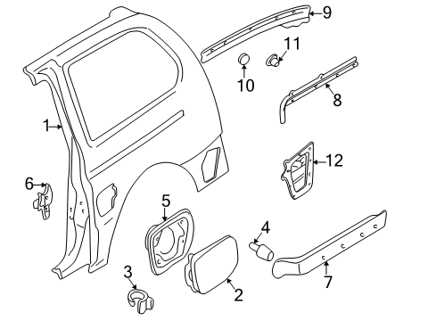 2001 Nissan Quest Side Panel & Components Nes Standard Hardware Diagram for 01658-0003U