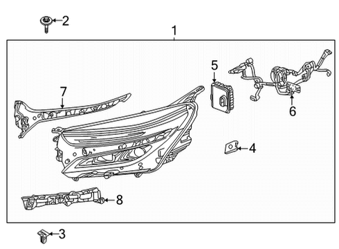 2022 Chevrolet Equinox Headlamp Components Upper Bracket Diagram for 84883802
