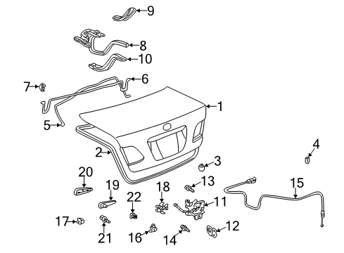 2003 Lexus ES300 Trunk Cable Sub-Assy, Luggage Door Lock Control Diagram for 64607-33080