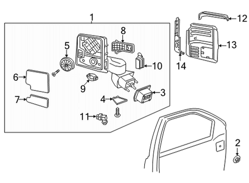 2020 GMC Sierra 3500 HD Outside Mirrors Mirror Assembly Diagram for 84944543