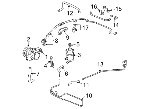 2004 Acura TSX P/S Pump & Hoses, Steering Gear & Linkage Hose, Power Steering Feed Diagram for 53713-SDC-A02