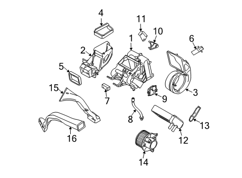 2009 Nissan Quest Auxiliary Heater & A/C Control Assembly-Rear Diagram for 27501-ZM71B