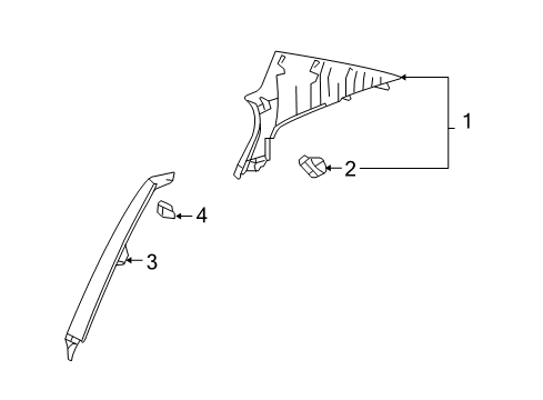 2010 Lexus GS350 Interior Trim - Quarter Panels Garnish, Rear Seat Side Diagram for 62552-30261-A1