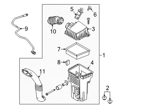 2011 Ford Fiesta Air Intake Vent Hose Diagram for AE8Z-6A664-A