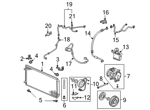 2012 Acura MDX Air Conditioner Stay, Suction Pipe Diagram for 80361-SHJ-A00