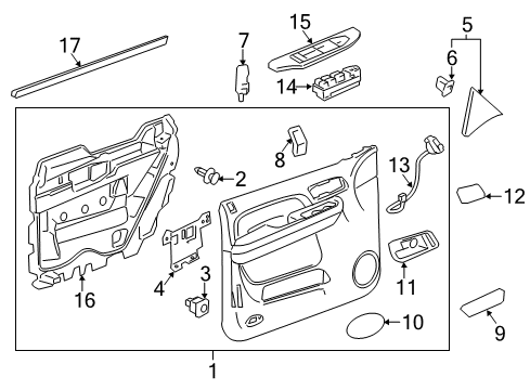 2007 GMC Sierra 2500 HD Interior Trim - Front Door Upper Trim Panel Diagram for 25857296