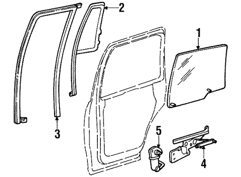 2002 Lincoln Navigator Rear Door Run Channel Diagram for 6L1Z-7825766-A