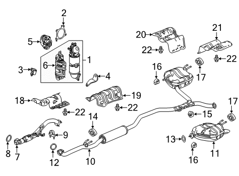 2019 Honda Accord Exhaust Manifold Cover Comp, Conver Diagram for 18181-59B-000