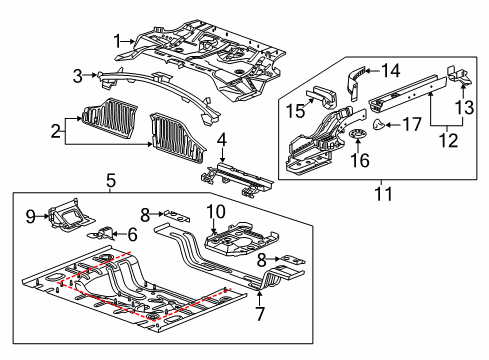 2014 Cadillac ELR Rear Body - Floor & Rails Side Brace Diagram for 20788167