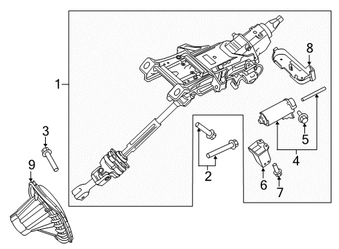 2020 Ford Edge Steering Column & Wheel, Steering Gear & Linkage Coupling Shield Diagram for DG9Z-3D677-A