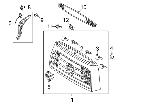 2008 Toyota Tundra Grille & Components Grille Bolt Diagram for 90109-A0011