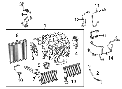 2019 Toyota Prius Prime HVAC Case Pipe Assembly Diagram for 88705-47050