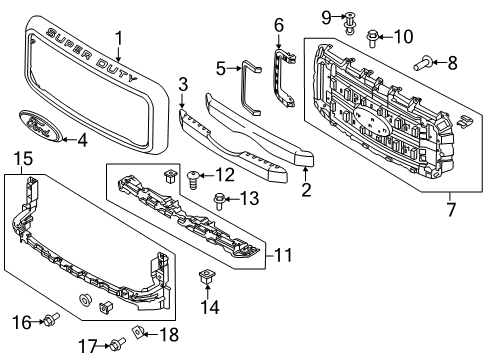 2012 Ford F-250 Super Duty Grille & Components Lower Mount Diagram for BC3Z-17A792-B
