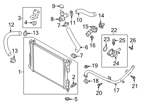 2019 Hyundai Accent Radiator & Components Radiator Assembly Diagram for 25310H9000