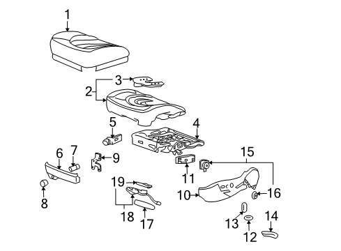 2006 Buick Lucerne Front Seat Components Cushion Frame Diagram for 25774014