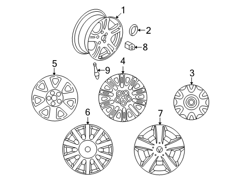 2004 Chrysler Sebring Wheels, Covers & Trim Wheel Cover Diagram for WA25PAKAA