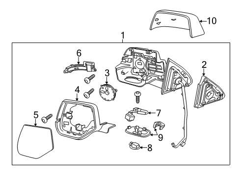 2016 Cadillac Escalade Mirrors Mirror Assembly Gasket Diagram for 22976564