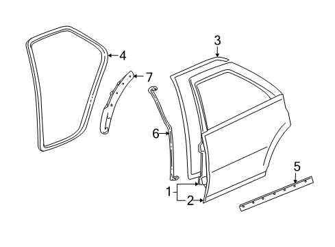 2004 Cadillac Seville Rear Door Rear Door Latch Actuator Diagram for 16634583