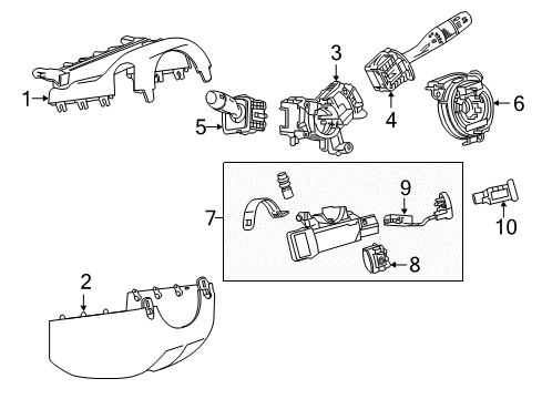 2017 Chevrolet Cruze Shroud, Switches & Levers Lower Column Cover Diagram for 42624594