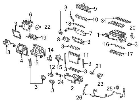 2011 Chevrolet Camaro Blower Motor & Fan Actuator Asm-Mode Control Cam Diagram for 92215209