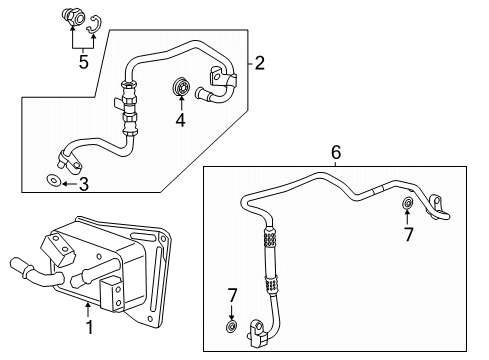 2022 Cadillac XT5 Trans Oil Cooler Outlet Pipe Diagram for 84964982