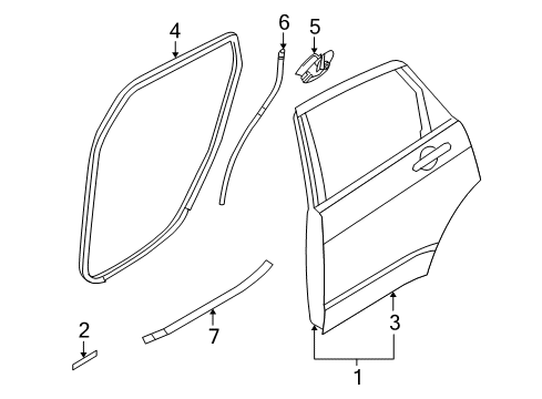 2010 Ford Focus Rear Door Upper Weatherstrip Diagram for 8S4Z-5425355-A