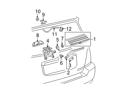 2008 Toyota Highlander Wiper & Washer Components Wiper Motor Nut Diagram for 90099-05141