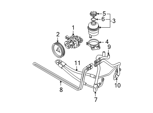 2002 BMW X5 P/S Pump & Hoses, Steering Gear & Linkage Power Steering Pump Diagram for 32411096434