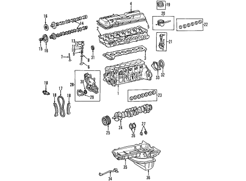 1996 Lexus LX450 Engine Parts, Mounts, Cylinder Head & Valves, Camshaft & Timing, Oil Pan, Oil Pump, Crankshaft & Bearings, Pistons, Rings & Bearings Gear, Distributor Drive Diagram for 13515-75010