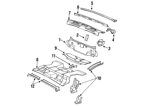 1987 Cadillac Seville Rear Body PANEL, Rear Compartment Floor Diagram for 20728967