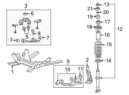 2011 Cadillac CTS Front Suspension Components, Lower Control Arm, Upper Control Arm, Ride Control, Stabilizer Bar Upper Control Arm Diagram for 25849157