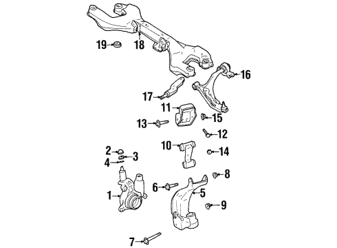 1999 Infiniti G20 Front Suspension, Lower Control Arm, Upper Control Arm, Stabilizer Bar, Suspension Components Rebound Front Suspension Stopper Diagram for 54464-2J000