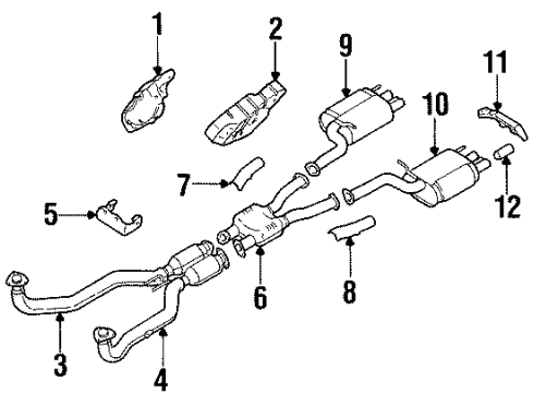 1991 Nissan 300ZX Exhaust Components Exhaust Tube Assembly Front W/Catalyzer Right Diagram for 20020-33P00