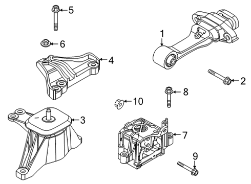 2022 Kia Sorento Engine & Trans Mounting Bracket-Engine MTG Support Diagram for 21825-P4100