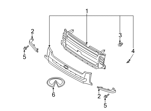 1999 Infiniti QX4 Grille & Components Screw Diagram for 08543-40812