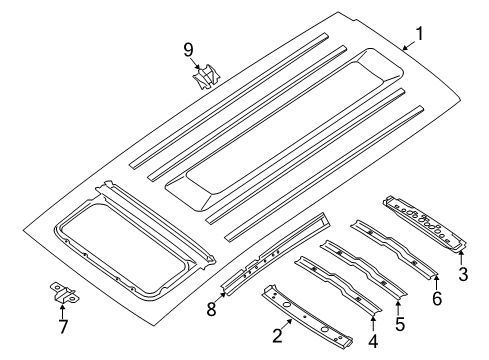 2015 Nissan Armada Roof & Components Bracket-Roof Bow, 2ND Diagram for 73259-7S010