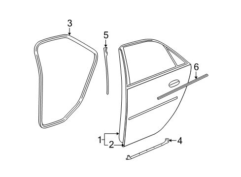 2010 Cadillac STS Rear Door Weatherstrip, Rear Side Door Auxiliary Diagram for 15922954