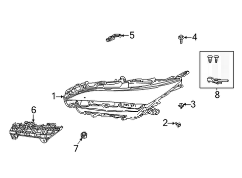 2022 Toyota Venza Headlamp Components Repair Bracket Diagram for 81194-48170